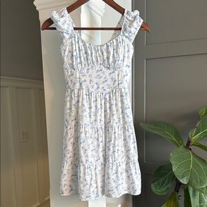 Hollister Floral Blue and White Dress